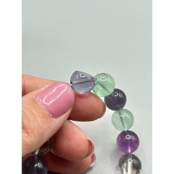 Beaded Amethyst and Quartz Stretchable Elastic Bracelet Pastel Color Beads - Picture 6 of 6